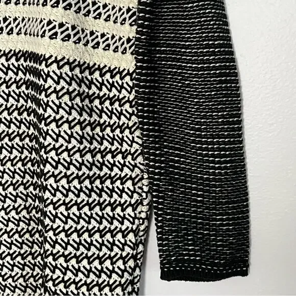 Proenza Schouler Sweater Dress Black White Geometric Knit - Medium - Picture 3 of 7